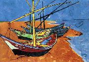 Vincent Van Gogh Boats on the Beach of Saintes-Maries oil painting reproduction